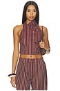 view 1 of 5 Velora Top in Cigar Pinstripe