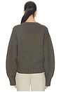 view 3 of 4 Sculptural Compact V-Neck Pullover in Forest Melange