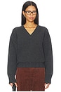 view 1 of 4 Sculptural Compact V-Neck Pullover in Mid Grey Melange