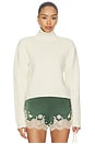 view 1 of 4 JERSEY CON CUELLO DE CISNE CORTO STATEMENT SHOULDER CROPPED TURTLENECK in Cream