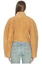 view 4 of 5 Rounded Textured Suede Jacket in Cognac