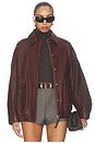 view 1 of 5 Grain Leather Aviator Jacket in Chestnut