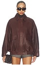 view 2 of 5 Grain Leather Aviator Jacket in Chestnut