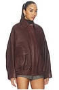 view 4 of 5 Grain Leather Aviator Jacket in Chestnut