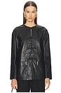 view 1 of 4 Mandarin Closure Leather Jacket in Black
