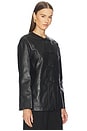 view 2 of 4 Mandarin Closure Leather Jacket in Black