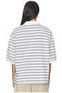 view 3 of 5 Striped Oversized Polo in White & Blue Multi Stripe