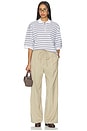 view 4 of 5 Striped Oversized Polo in White & Blue Multi Stripe