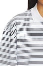 view 5 of 5 Striped Oversized Polo in White & Blue Multi Stripe