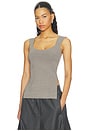 view 1 of 5 Bustier Shaped Side Slit Top in Taupe Melange