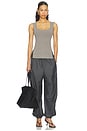 view 5 of 5 Bustier Shaped Side Slit Top in Taupe Melange