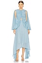view 1 of 3 Shirred Poncho Vest Midi Dress in Smoke Blue