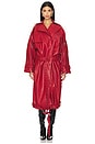 view 2 of 4 Vegan Leather Multi Zipped Biker Coat in Red