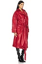 view 3 of 4 Vegan Leather Multi Zipped Biker Coat in Red