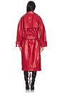 view 4 of 4 Vegan Leather Multi Zipped Biker Coat in Red