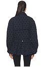 view 4 of 5 Puff Skirt Buttoned Double Jacket in Black Dotted Navy
