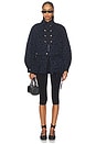 view 5 of 5 Puff Skirt Buttoned Double Jacket in Black Dotted Navy