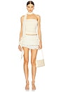 view 5 of 6 Pleated Micro Mini Skirt Belt in Cream