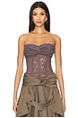 view 1 of 4 Twisted Knot Laced Corset in Mocha Grey
