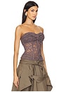 view 2 of 4 Twisted Knot Laced Corset in Mocha Grey