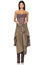 view 4 of 4 Twisted Knot Laced Corset in Mocha Grey