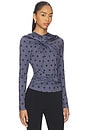 view 2 of 4 Knotted Jersey Top in Black Dotted Gray