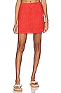 view 1 of 4 Francoise Linen Button Mini Skirt in Blood Orange