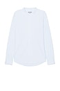 view 1 of 5 State Of Mind Band Collar Shirt in Blue Wide Stripe