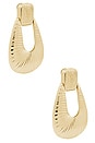 view 2 of 2 Striated Door Knocker Earring in Gold