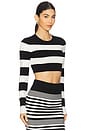 view 2 of 4 Kelani Knit Top in Black White Stripe