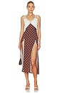 view 1 of 3 Polka Dots Long Dress in Brown Polka Dots