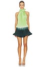 view 2 of 4 Pleated Turtleneck Mini Dress in Green Degrade