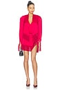 view 1 of 3 Satin Fringe Mini Dress in Red