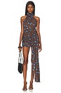view 1 of 3 Halter Mini Dress in Brown & Blue Print