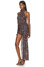 view 2 of 3 Halter Mini Dress in Brown & Blue Print