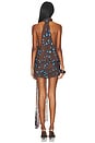 view 4 of 3 Halter Mini Dress in Brown & Blue Print