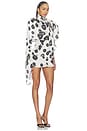 view 2 of 4 Draped Mini Dress With Cape in Black And White Print