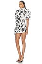view 4 of 4 Draped Mini Dress With Cape in Black And White Print