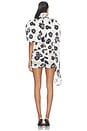 view 5 of 4 Draped Mini Dress With Cape in Black And White Print