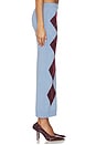 view 3 of 6 Knit Bodycon Skirt in Blue With Bordeaux Pattern