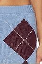 view 6 of 6 Knit Bodycon Skirt in Blue With Bordeaux Pattern