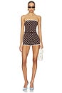 view 1 of 5 Polka Dots Bustier Mini Jumpsuit in Brown Polka Dots
