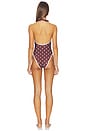 view 3 of 4 V Neck Backless Swimsuit in Brown Polka Dots