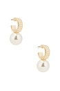 view 1 of 3 Swan Hoop Earrings in Shiny Gold & Ivory