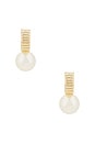 view 3 of 3 Swan Hoop Earrings in Shiny Gold & Ivory