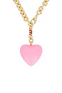 view 2 of 3 Happy Heart Necklace in Gold & Cotton Candy Pink in Gold & Pink
