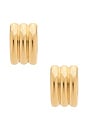 view 3 of 3 Triple Tube Huggie Earrings in Shiny Gold