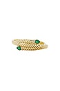 view 2 of 3 Wrap Around Cobra Bracelet in Shiny Gold, Emerald, & Pave