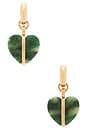 view 3 of 3 BOUCLES D'OREILLES SEMI HEART in Gold & Moss Agate