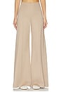 view 1 of 6 PANTALON JAMBES LARGES EN MAILLE PONTE in Khaki